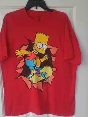 Red Bart Simpson Skate Tee -Size Xl